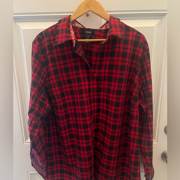Chaps Red and Black Plaid Blouse Size 3X - Picture 1 of 5